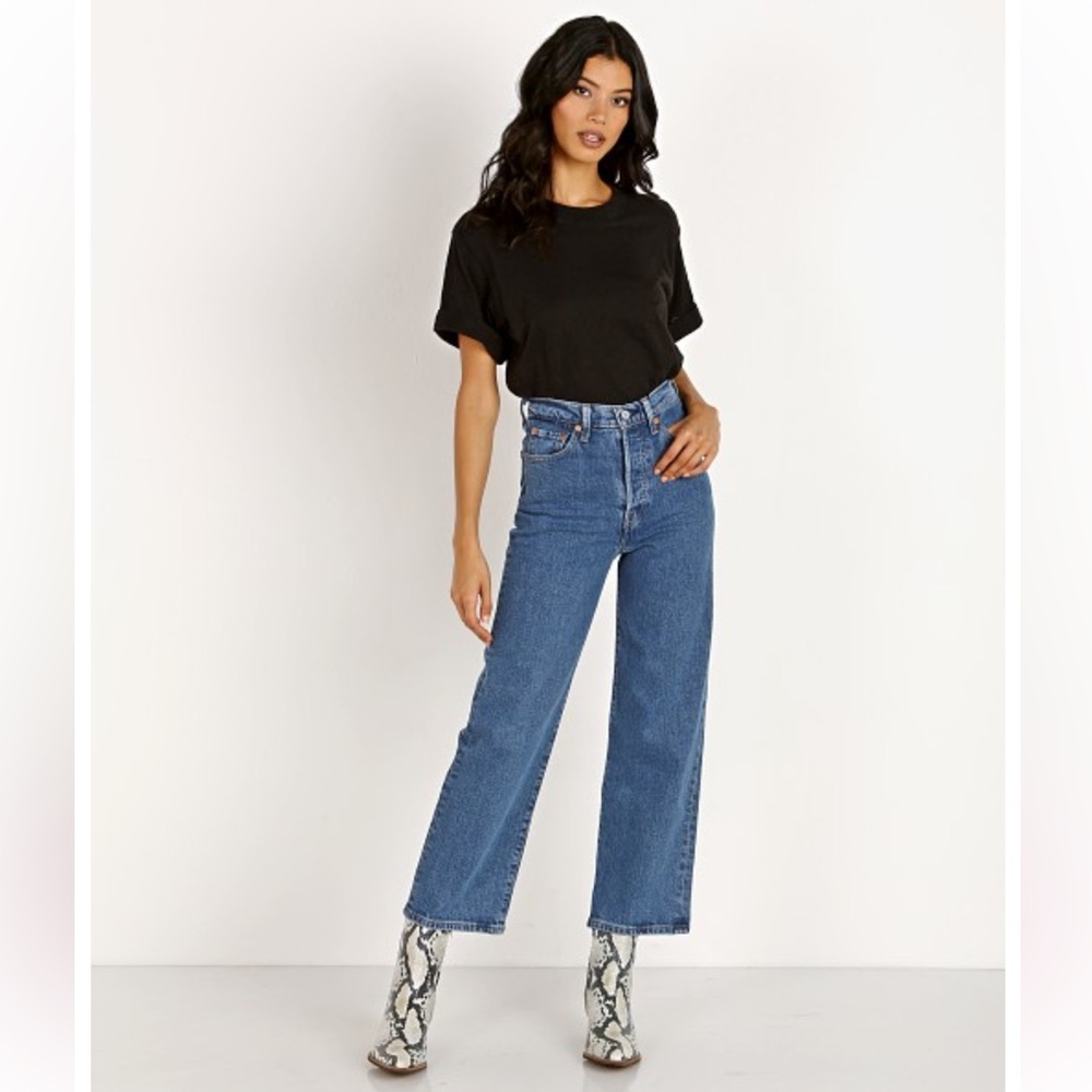 Levi’s Ribcage Straight Ankle Jeans Georgie Wash Big E Size 24